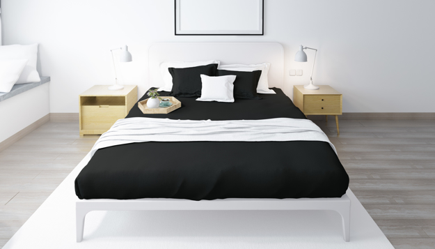 Picture of BedNHome Fitted bed sheet set- Black 160 cm