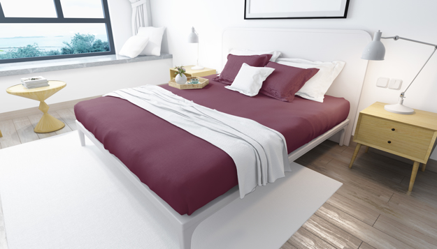 Picture of BedNHome Fitted bed sheet set- Maroon 200 cm