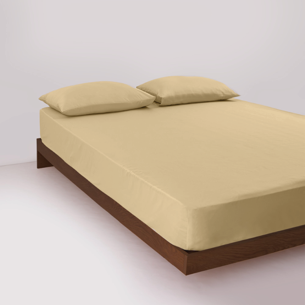 Picture of BedNHome Fitted bed sheet set- Tan 200 cm